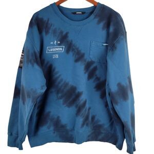 Legends Fairfax Sweatshirt Mens XXL Oversized Blue Tie Dye Heavyweight Crew